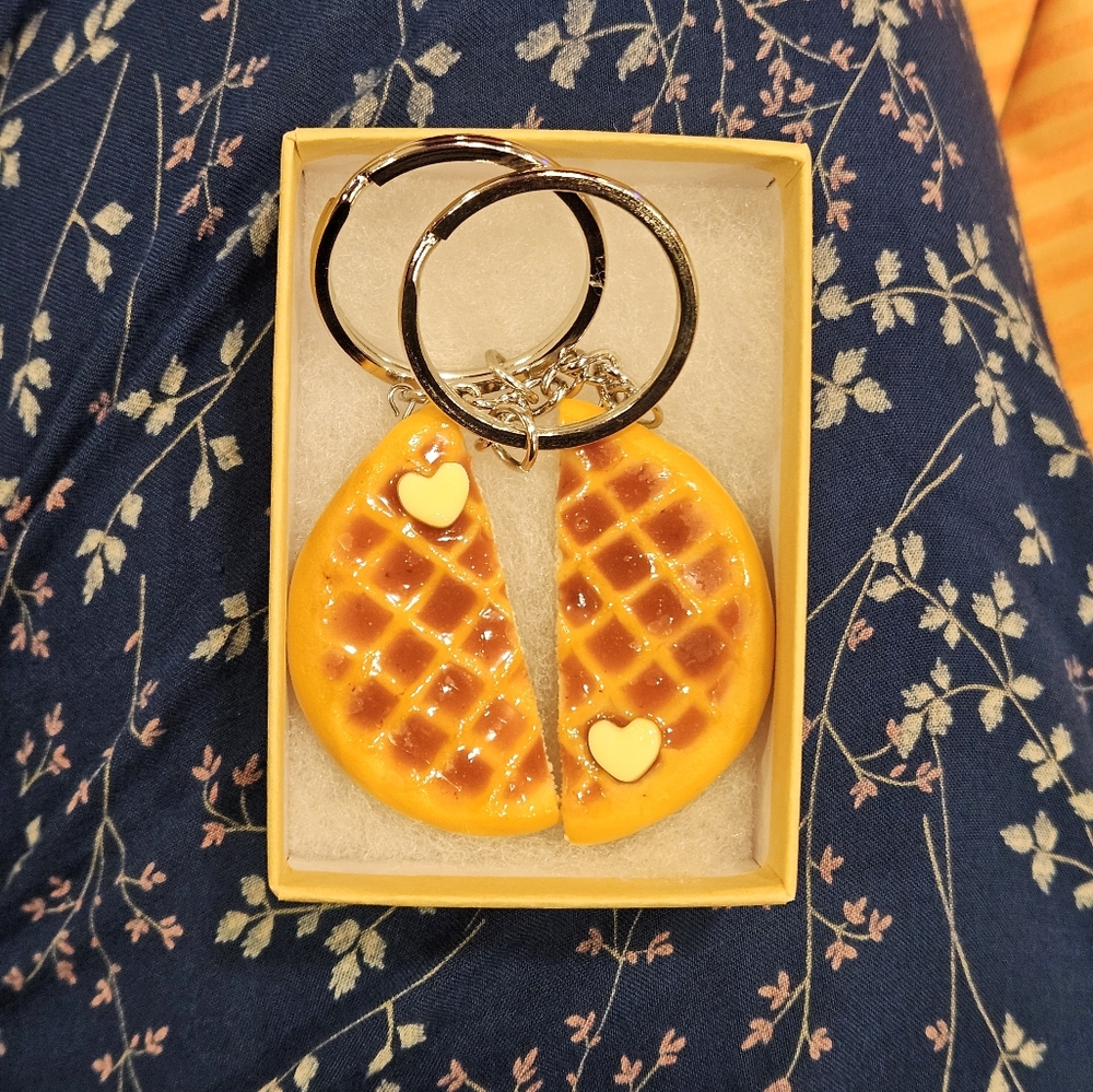 Hand-made matching waffle keychain